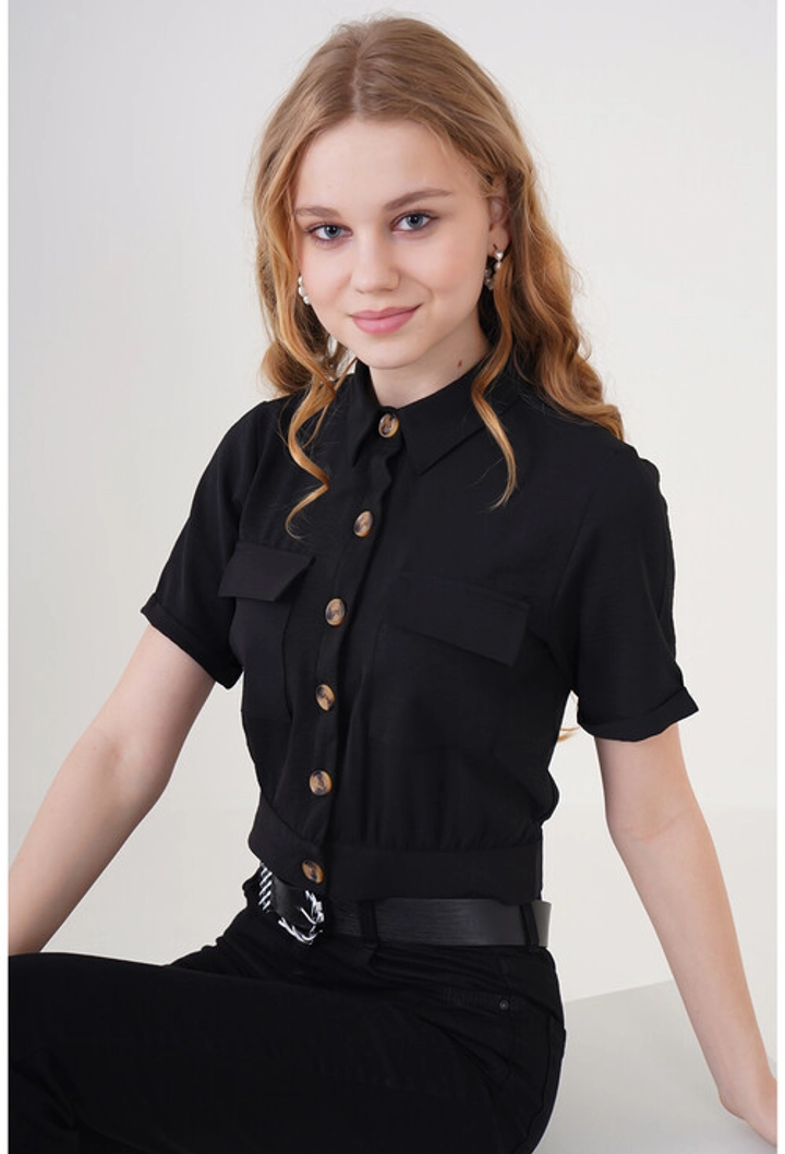 Una modelo de ropa al por mayor lleva 10826 - Crop Jacket - Black, Chaqueta turco al por mayor de Bigdart