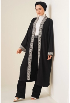 Veľkoobchodný model oblečenia nosí 17377 - Kimono - Black, turecký veľkoobchodný Kimono od Bigdart