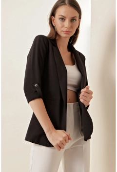 Модель оптовой продажи одежды носит 18483 - Jacket - Black, турецкий оптовый товар Куртка от Bigdart.