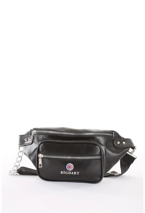 A model wears 21942 - Belt Bag - Black, wholesale Bag of Big Merter to display at Lonca