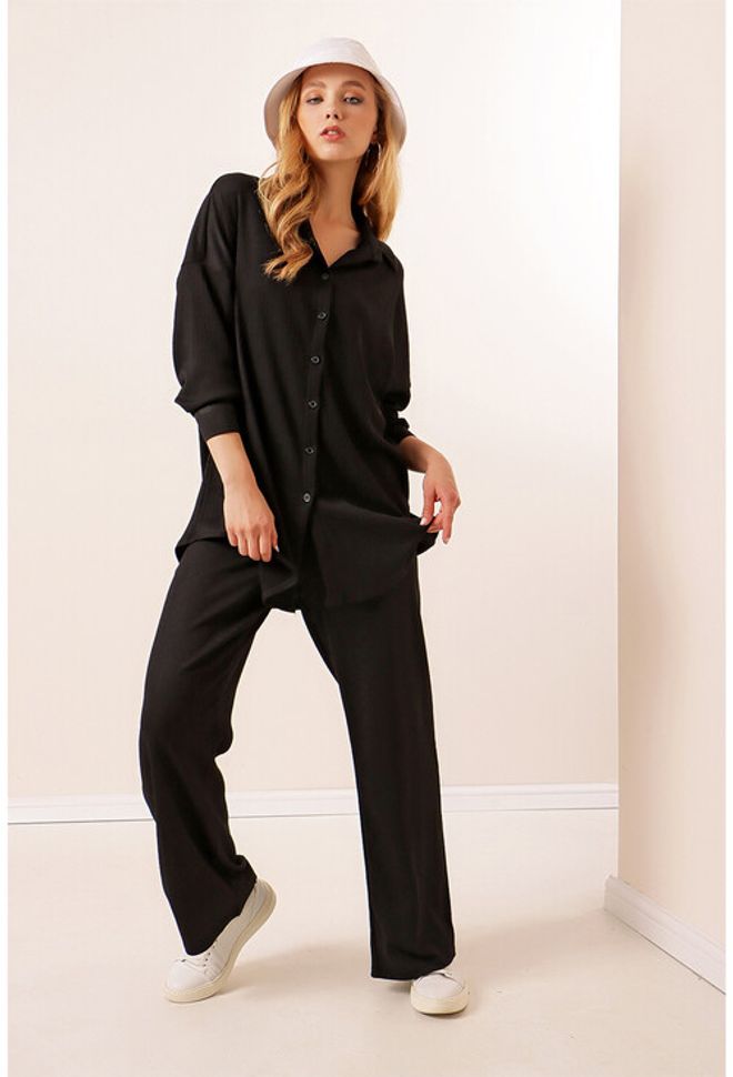 Bigdart Knitted Double Suit Black Wholesale Clothing Casual
