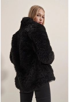 Hurtowa modelka nosi 31868 - Coat - Black, turecka hurtownia Płaszcz firmy Bigdart