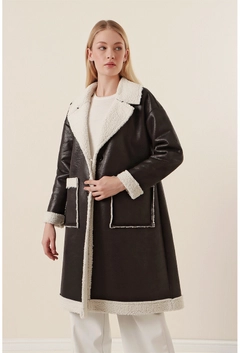 Модел на дрехи на едро носи 31874 - Coat - Black, турски едро Палто на Bigdart