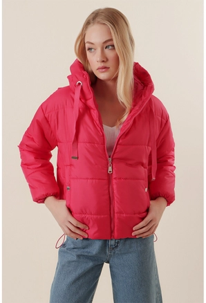 A model wears 31194 - Coat - Fuchsia, wholesale undefined of Big Merter to display at Lonca