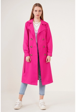 A model wears 31204 - Trenchcoat - Fuchsia, wholesale undefined of Big Merter to display at Lonca