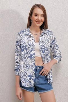 A wholesale clothing model wears BIG10119 - Shirt - Light Blue, Turkish wholesale Shirt of Bigdart
