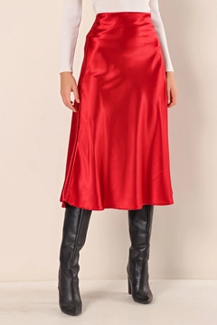 Veľkoobchodný model oblečenia nosí big10176-satin-skirt-claret-red, turecký veľkoobchodný Sukňa od Bigdart