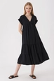 A wholesale clothing model wears big10208-flounce-dress-black, Turkish wholesale  of 