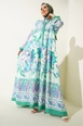 A wholesale clothing model wears big10255-authentic-patterned-hijab-dress-d.-mint, Turkish wholesale  of 