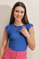 A wholesale clothing model wears big10314-knitted-blouse-saks, Turkish wholesale  of 