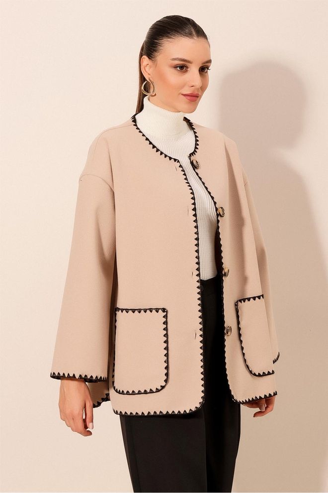 Bigdart Boyfriend vezena jakna bež Oblačila na debelo 0