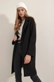 Модел на дрехи на едро носи big10439-kaşe-coat-black, турски едро  на 