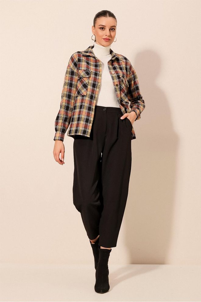 Bigdart قميص منقوش بجيب مزدوج بلاط ملابس بالجملة قطن