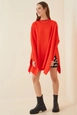 A wholesale clothing model wears big10447-slit-poncho-sweater-red, Turkish wholesale  of 