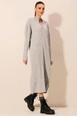 A wholesale clothing model wears big10443-knitwear-dress-gray, Turkish wholesale  of 