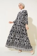 A wholesale clothing model wears big10464-authentic-patterned-dress-black, Turkish wholesale  of 