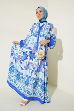 A wholesale clothing model wears big10492-authentic-patterned-hijab-dress-d.-saks, Turkish wholesale Dress of Bigdart