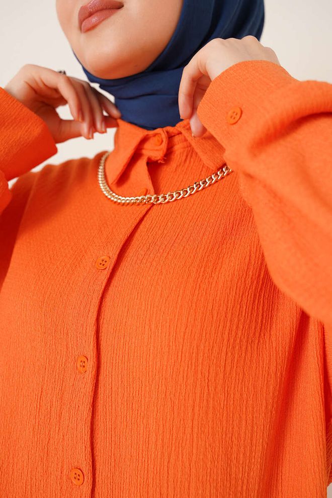 Bigdart Двоен Комплект Плетен Хиджаб Оранжев Дрехи на едро Есен