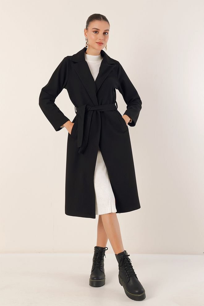 Bigdart Cappotto con colletto doppio petto Nero Abbigliamento all'ingrosso Casuale