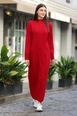 A wholesale clothing model wears big10745-knitwear-dress-red, Turkish wholesale  of 