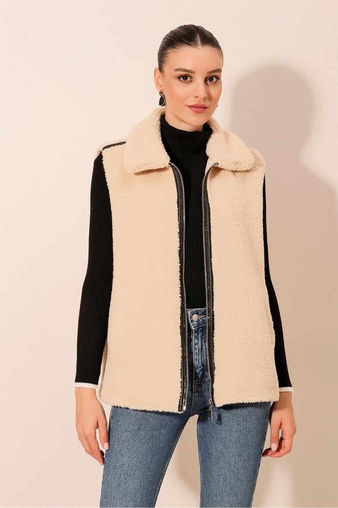 Bigdart Chaleco De Felpa Crema Ropa al por mayor Casual