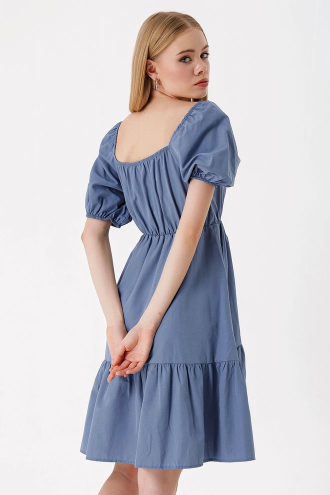 Bigdart Rozkloszowana Sukienka Popelinowa Indygo Hurtowa sprzedaż odzieży 4