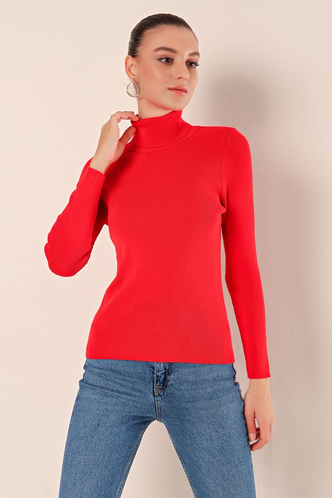 Bigdart Turtleneck Knitwear Sweater Red Wholesale Clothing Casual