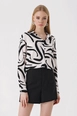 A wholesale clothing model wears big10973-graphic-patterned-shirt-b.white, Turkish wholesale  of 