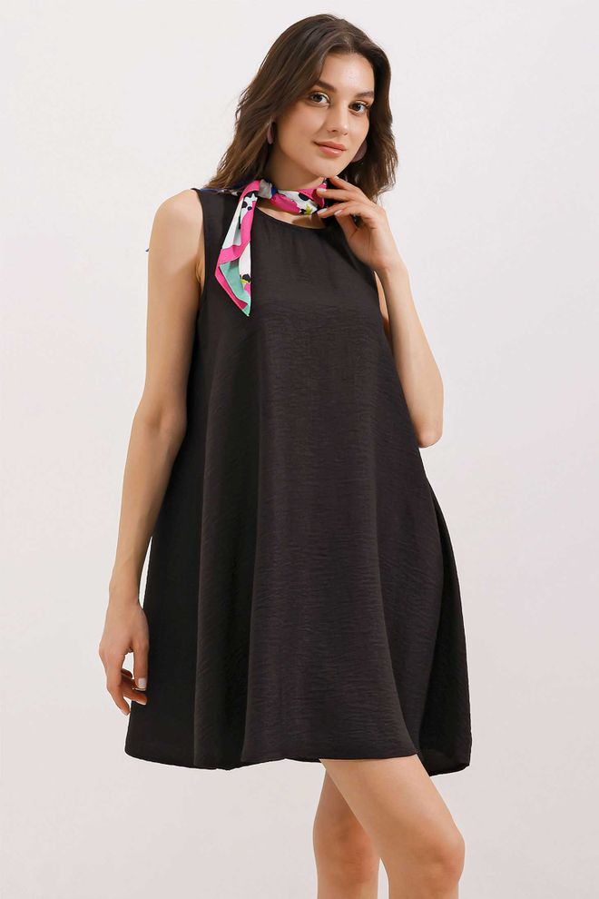 Bigdart Mini Abito In Lino Dettagliato Nero Abbigliamento all'ingrosso Casuale