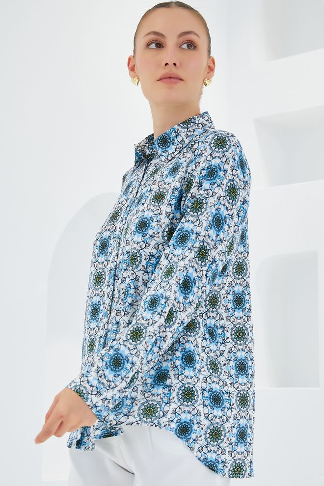 Bigdart Koszula Z Graficznym Wzorem Turkusowa Hurtowa sprzedaż odzieży Formalny