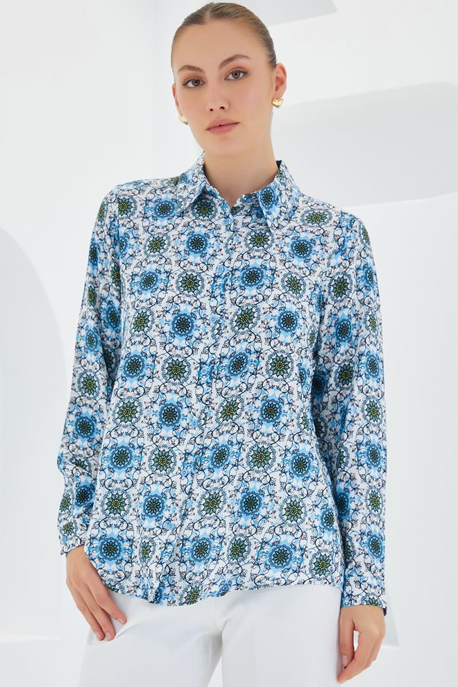 Bigdart Chemise À Motifs Graphiques Turquoise Vêtements en gros Décontracté