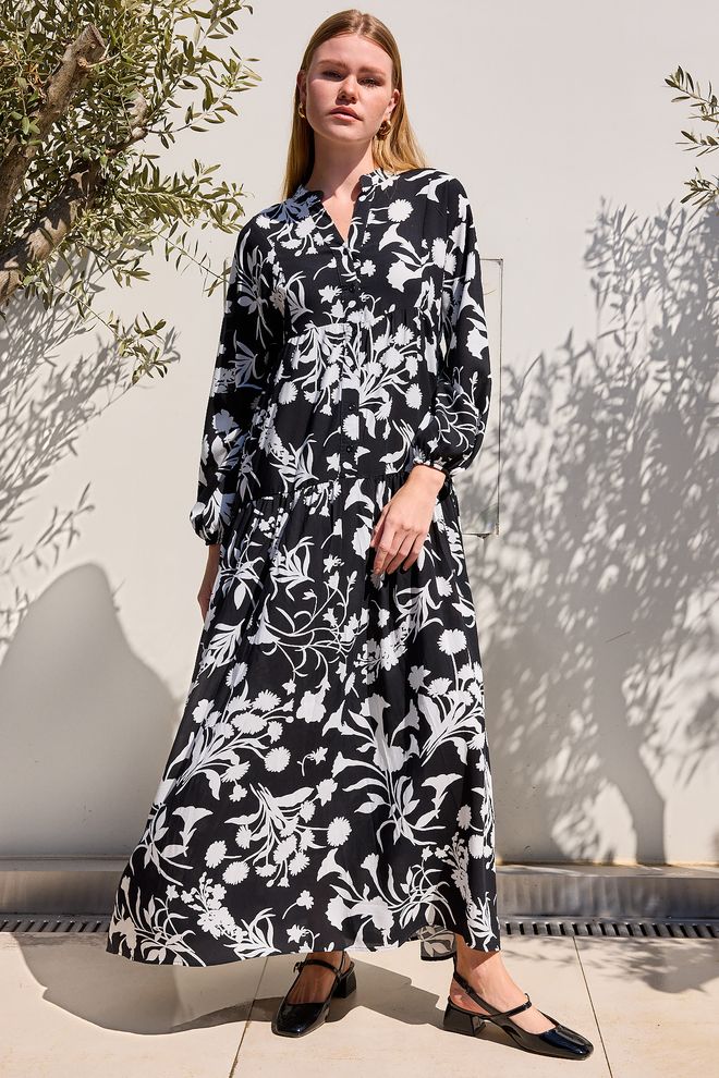 Bigdart Черно белое Платье хиджаб Из Вискозы 2423 Оптовая продажа одежды 4