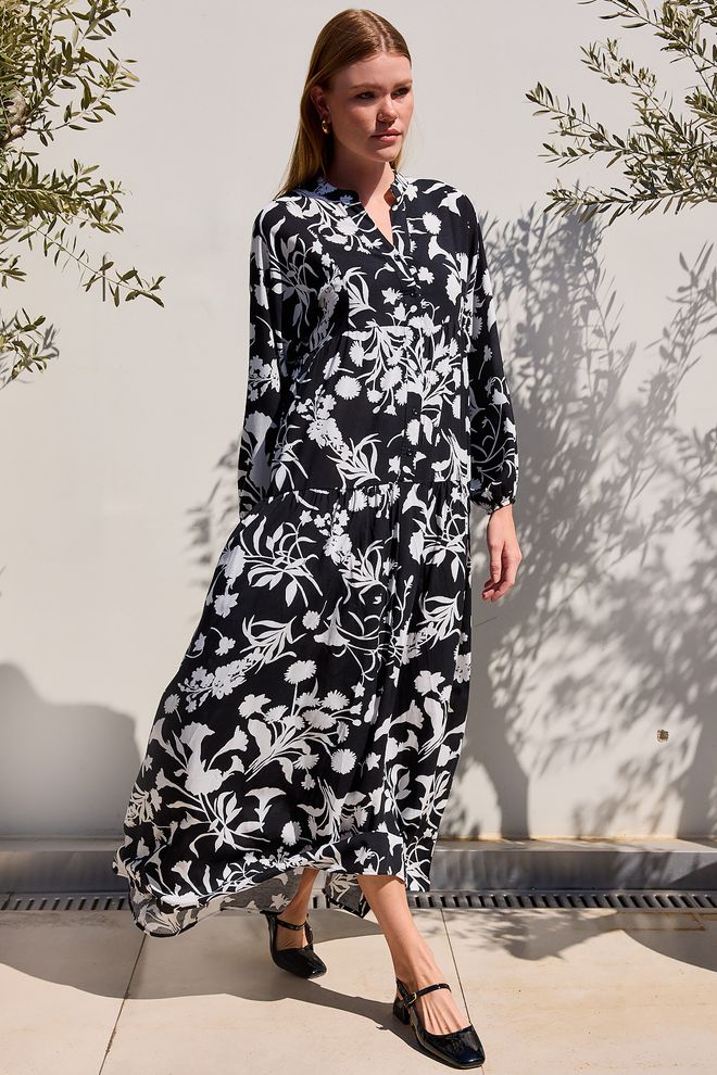 Bigdart Черно белое Платье хиджаб Из Вискозы 2423 Оптовая продажа одежды 3