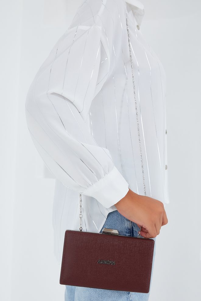 Bigdart Kadın Parlak Bordo Abiye Clutch Çanta 010155 Toptan Giyim 2