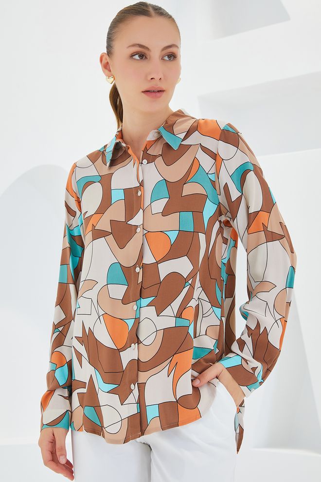 Bigdart Graphic Patterned Shirt Coffee With Milk Wholesale Clothing Casual
