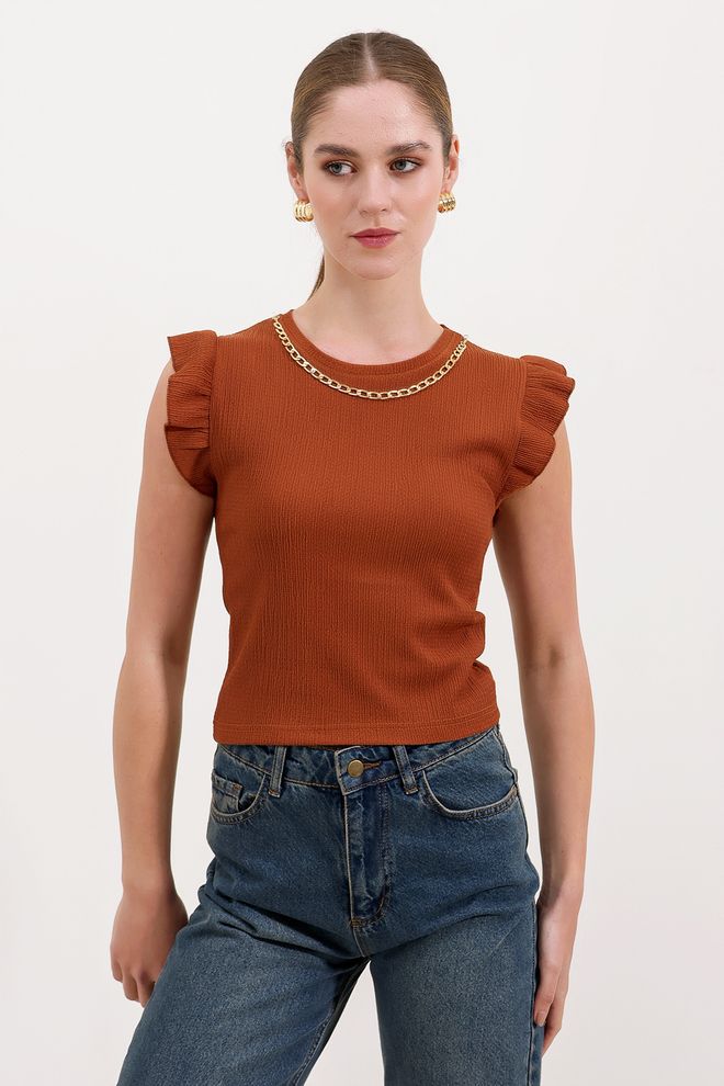 Bigdart Blouse Tricotée Tan Vêtements en gros Décontracté