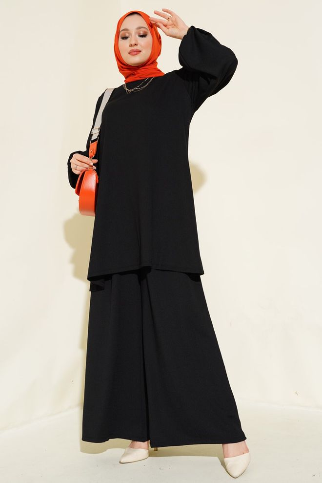 Bigdart Комплект Черни Панталони С Туника Долнище И Горнище 6663 Дрехи на едро Официален