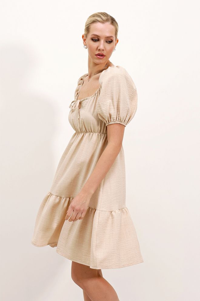 Bigdart Rozkloszowana Sukienka Popelinowa Kremowa Hurtowa sprzedaż odzieży Wiosna