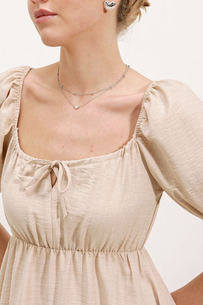 Bigdart Rozkloszowana Sukienka Popelinowa Kremowa Hurtowa sprzedaż odzieży Urodziny