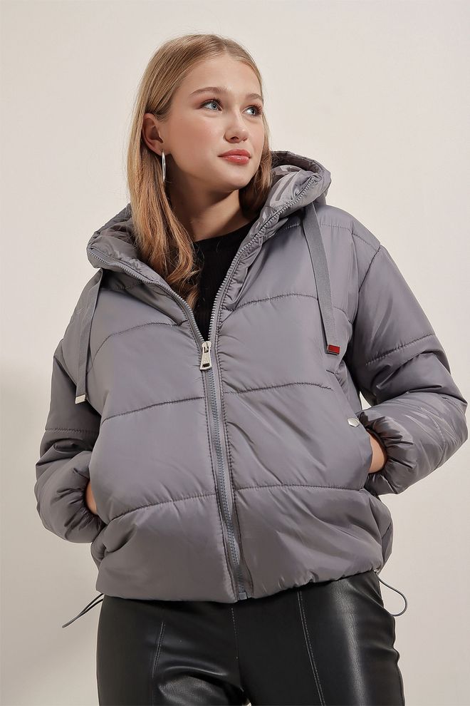 Bigdart Μπουφάν Με Κουκούλα Γκρι Χονδρικό εμπόριο ενδυμάτων Casual