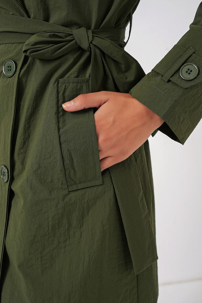 Bigdart Zweireihiger Trenchcoat Mit Kragen – Khaki Großhandelskleidung 4