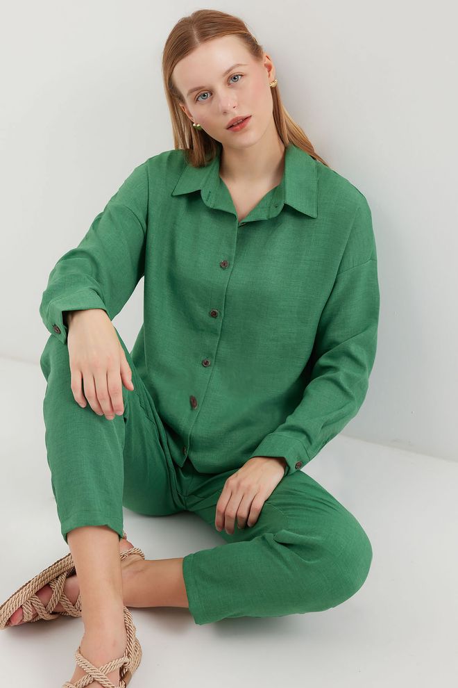 Bigdart Linen Two Piece Suit Y.zümrüt Wholesale Clothing Casual