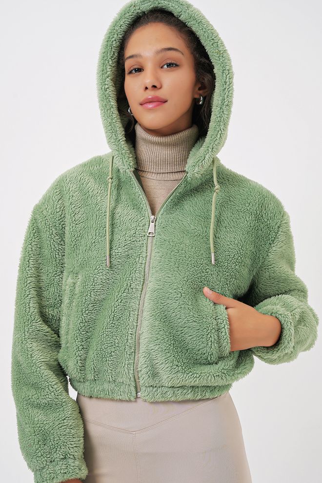 Bigdart Veste Courte À Capuche En Peluche E.green Vêtements en gros Décontracté