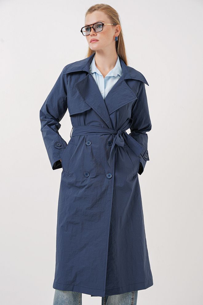 Bigdart Trench Con Colletto Doppiopetto Blu Navy Abbigliamento all'ingrosso Autunno