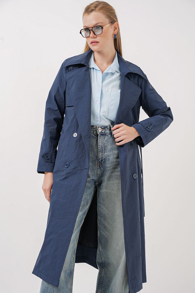 Bigdart Trench Con Colletto Doppiopetto Blu Navy Abbigliamento all'ingrosso 2