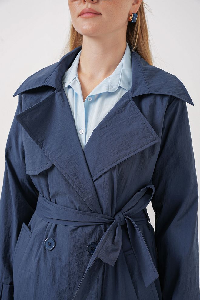 Bigdart Trench Con Colletto Doppiopetto Blu Navy Abbigliamento all'ingrosso 4