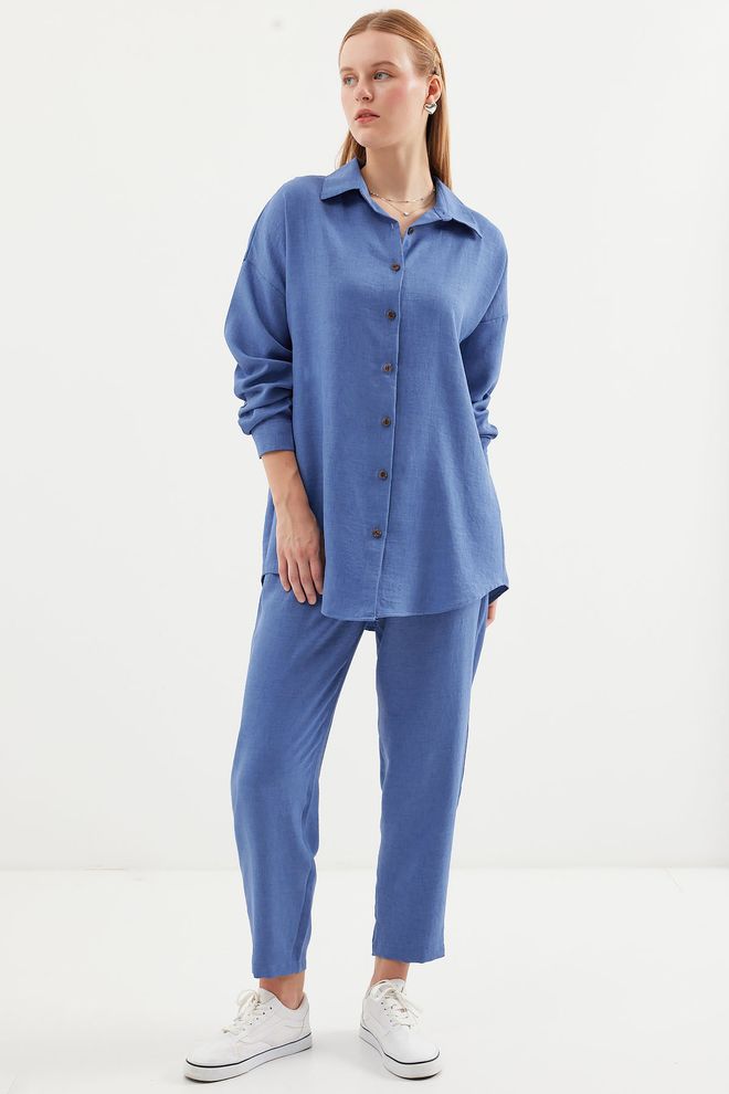 Bigdart Linen Two Piece Suit D. Indigo Wholesale Clothing Viscose