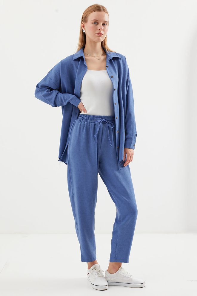 Bigdart Linen Two Piece Suit D. Indigo Wholesale Clothing Fall