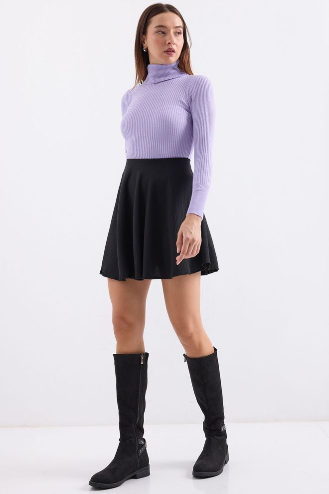 Bigdart Pleten Pulover Z Ovratnikom Lila Oblačila na debelo Akril