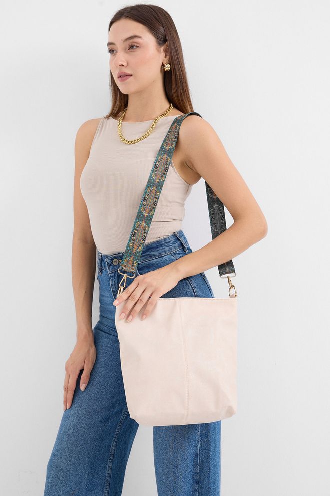 Bigdart Faux Leather Shoulder Bag Cream Wholesale Clothing 0